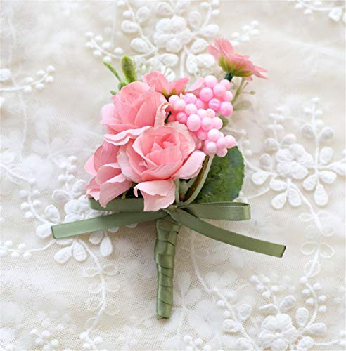Fouriding Bräutigam Anstecknadel Boutonniere Boutonnièr Braut Blumen Corsage Brosche Hochzeitsanstecker der Männer für Herren Hochzeit Anzug Bankett Partei (Blau, 2 Stück)