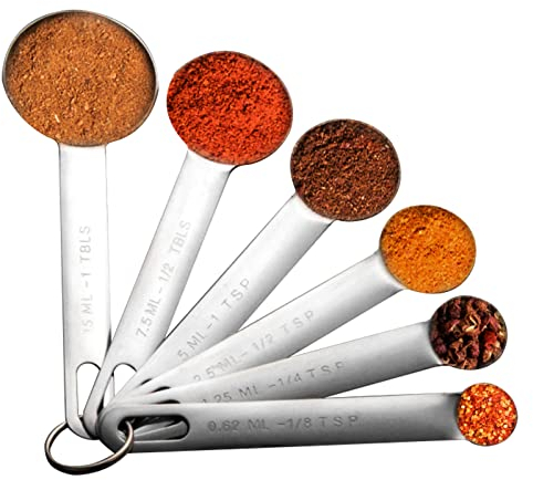 Messlöffel-Set, 6-teilig, 1/8 Teelöffel, 1/4 Teelöffel, 1/2 Teelöffel, 1 Teelöffel, 1/2 Esslöffel, 1 Esslöffel, Edelstahl-Messlöffel, Küchen-Messlöffel, trockene Flüssigkeitszutaten, DIY, Backen,