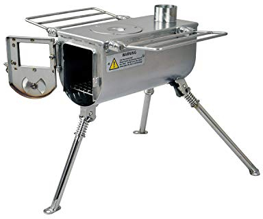 Winnerwell Woodlander Small Tent Stove | Tiny Wood Burning Stove Tents, Shelters, and Camping | 450 Cubic Inch Firebox | Stainless Steel Construction | Includes Chimney Pipe