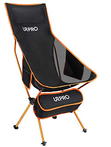 URPRO Outdoor Camping Chair Portable Lightweight Folding Camp Chairs with Headrest & 2-sided Pocket High Back for Outdoor Backpacking Hiking Fishing Travel Picnic