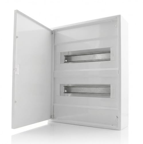 Intratec ALPHA Sicherungskasten Aufputz 2 reihig – Verteilerkasten Aufputz für 24 Module mit weißer Tür für einfache Installation Zuhause & Gewerbe – 377 x 310 x 96mm