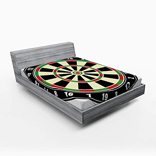 ABAKUHAUS Sport Spannbetttuch, Dart Board Lifestyle, Soft Dekorativer Stoff Bettwäsche Rund-um Elastischer Gummizug, 160 x 200 cm,Grün Schwarz