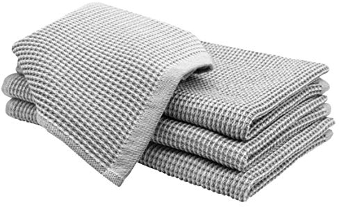 ZOLLNER 4er Set Geschirrtücher Baumwolle in 50x70 cm - saugstarke und langlebige Küchentücher in grau - waschbar bis 60°C – mit Aufhänger - Gastronomiequalität - Oeko Tex® Zertifiziert