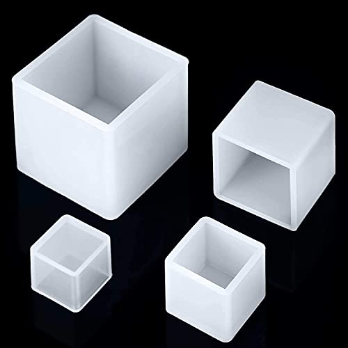 Molde de Silicona para Manualidades, 4 Piezas Cuadradas de Resina para Fundición, 4 Tamaños (5 cm, 3,5 cm, 2,5 cm, 2 cm)