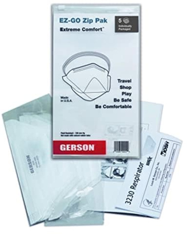 GERSON N95 Pouch Respirator (3230), NIOSH-Approved, Made in U.S.A., One-Size, 50 Respirators/Box, White