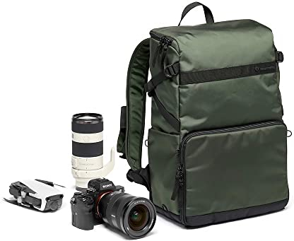 Manfrotto Street Slim Fotorucksack für Spiegellose und Spiegelreflexkameras, Front- und Rückseitenzugang, Herausnehmbare Kamera- und Laptopfächer, Kompakter Rucksack für Fotozubehör, Farbe Grün