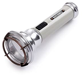 Barebones Torcia vintage alimentata a batteria, ricaricabile tramite USB, con 15 ore di autonomia, piccola torcia a LED, perfetta per il campeggio e gli accessori per escursioni (bianco vintage)