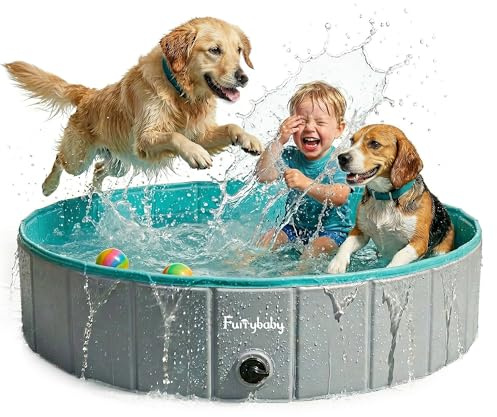 furrybaby Piscina per Cani Pieghevole per Cani, Piscina per Cani Portatile per Bagno per Cani, Piscina per Cani in plastica Grande Piscina per Bambini Dura(Grey 120x30cm)