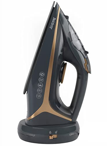 Beldray 2-In-1 Cordless Steam Iron - Ceramic Soleplate, Vertical Steam Iron, 300 ml Water Tank, 360° Charging Base, 2600 W, Variable Temperature Control, Anti-Calc Function, Copper