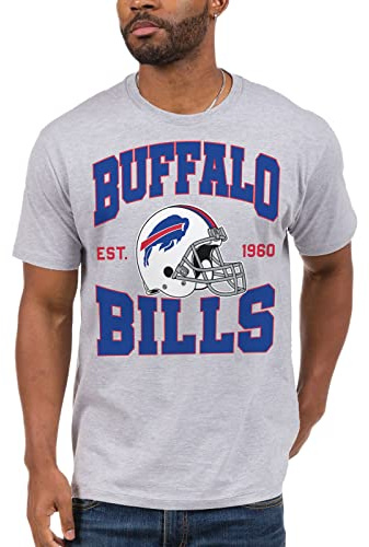 Junk Food NFL - Buffalo Bills Team Helmet Adult SS T-Shirt Heather Grey