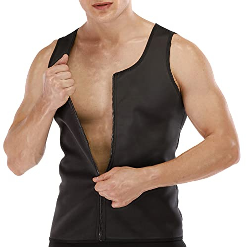 FEimaX Gilet de Sudation Homme Sauna Néoprène Compression Thermique Débardeur Minceur Fitness avec Fermeture Éclair T-shirt Sport Body Shaper