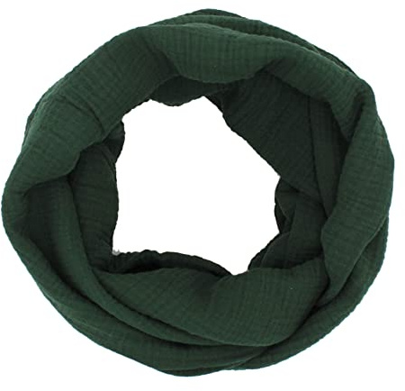 Musselin Loop Schal Schlauchschal 100% feine Baumwolle Damenhalstuch Halstuch Damen Frauen Frühling Herbst ca.160 x 70 cm (dunkelgrün)
