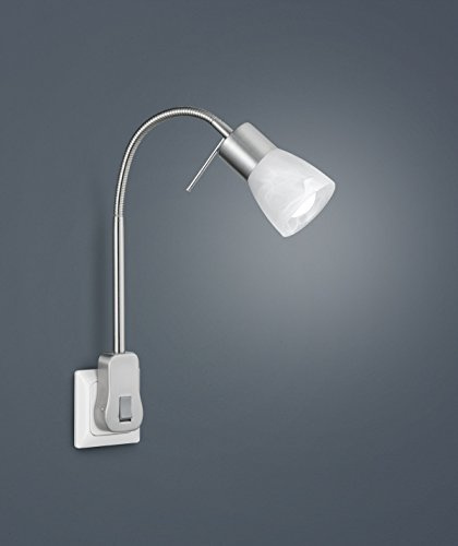 lightling LED Steckdosenleuchte Levin, Steckerspot, Steckerleuchte, Leselampe, beweglicher Lesearm, 4-fach Touch-Dimmer, nickel matt, Tiefe: 23 cm, Höhe: 40 cm