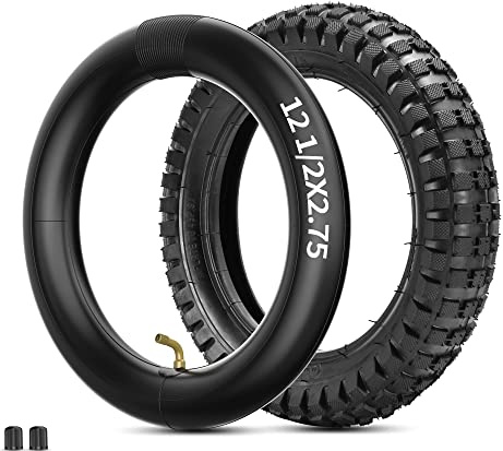 RUTU 12.5 x 2.75 Inner Tube and Bike Tyre Kit, 12 1/2 x 2 3/4 | Durable Rubber, Compatible with Scooter, Kids Dirt Bikes, Pocket Bikes, High Air Retention, Angled Copper Air Valve