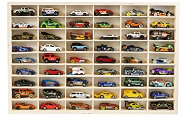 DECOCRAFT Vitrine kompatibel mit Hot Wheels LKW Design - Spielzeugregal mit 54 Fächern - Robuste Aufbewahrungsbox aus Holz - Modernes Design