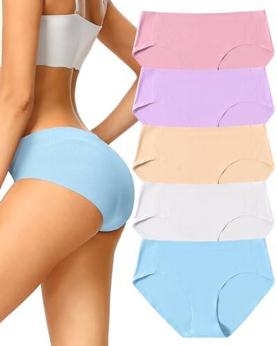 voenxe Womens Underwear Seamless Hipster,No Show Ladies Bikini Panties
