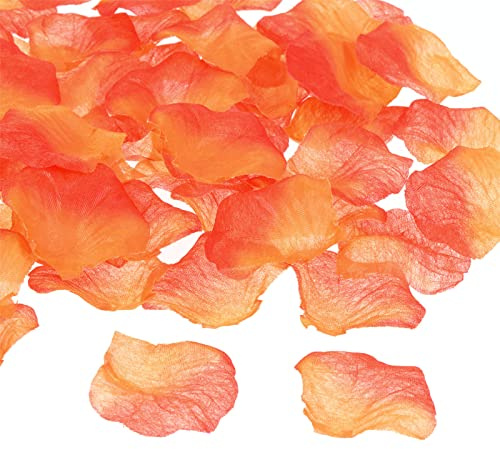 PATIKIL Petali Rosa Artificiali 2000pz Fiori Finti Petalo Seta Decorazione Forniture per Notte Romantica Decorazioni per Eventi per Feste Matrimonio Arancio Sfumato