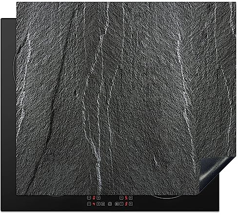 KitchenYeah© Herdabdeckplatte Einteilig Herdabdeckung Abdeckplatte für Ceranfeld Abdeckung Induktionskochfeld Aufrollbare Matte Stein - Anthrazit - Grau - 60x52 cm