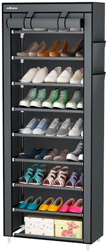Edihome, Schuhregal, Stoff mit 10 Ebenen, (58 x 28 x 162 cm), Schuhaufbewahrung, mit staubdichtem Überzug, Schuhschrank, Sportschuhe, Schuh-Organizer, für High Heels (Gra)