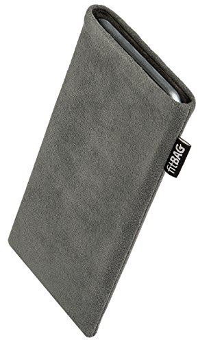 fitBAG Classic Grau Handytasche für Samsung Galaxy S24 Ultra Tasche aus original Alcantara mit Microfaserinnenfutter | Hülle mit Reinigungsfunktion | Made in Germany
