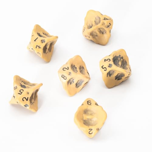 D8 Würfel Set - Set aus Sechs Würfel 8 Seitig - Skull & Bone/Schädel & Knochen W8 DND Würfel Für Pen and Paper, Dungeons & Dragons, Warhammer, D&D, Pathfinder, Magic the Gathering (MTG) (Gelb)