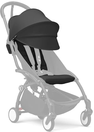 Stokke YOYO 6+ Farbpaket, Black - Nur Textilien: Sitzpolster, ausziehbares Verdeck & Reißverschlusstasche hinten - Erfordert YOYO-Rahmen (separat erhältlich)