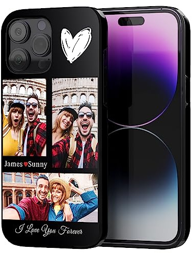 Easycosy zweischichtige personalisierte Handyhülle für iPhone 16 15 14 13 12 Pro/Max/Mini XR X Xs Max- Individuelle Geschenke selbst gestalten mit Foto und Text- Stoßfeste Kratzfeste weiche TPU Hülle