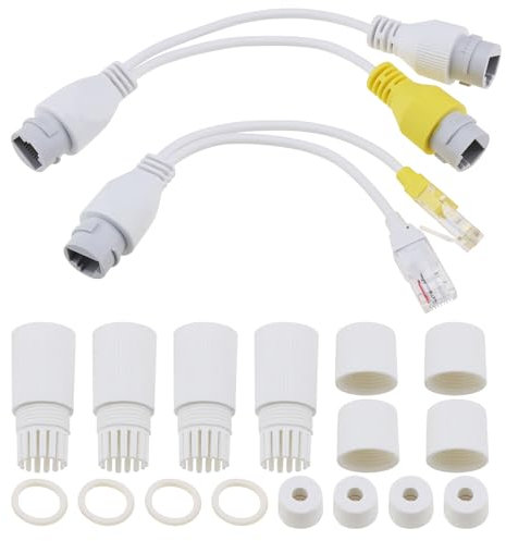Create idea 1 Paire d'adaptateur Séparateur PoE Blanc Étanche Adaptateur Ethernet RJ45 pour Caméra Réseau CCTV Caméra IP AP Voip Téléphone