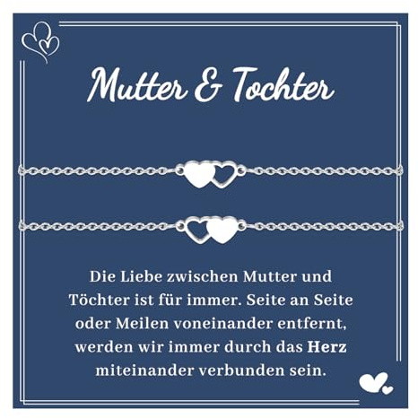VU100 2/3 Stück Mutter Tochter Armband Mutter Tochter Geschenk | 316L Herzform Edelstahlarmband Geburtstag Geschenk für Mutter Tochter Mädchen