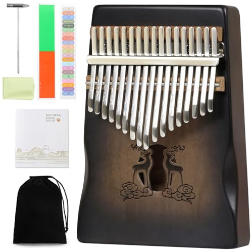 KIKIGOAL Kalimba Thumb Piano 17 Key Finger Piano with Songbook, Tuning Hammer, Marimba Instrument Music Gifts for Adults Kids Beginners