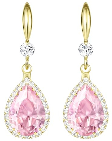 Linawe Imitation Diamond Dangle Earrings for Women Trendy, Rhinestone Drop Chandelier Earrings, Teardrop Crystal Cubic Zirconia Wedding Jewellery Set, 14K Gold/Rose Gold/Silver Tone