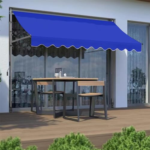 DYUNCZ Markise Balkon Ohne Bohren, Klemmmarkise mit Handkurbel Balkon, Markisen 200/250/300/350/400cm Breit, UV-beständig & Höhenverstellbar, Sonnenschutz Wasserdicht (Color : Blau, Size : 400cm)