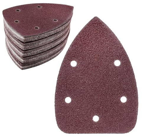 Pack of 50 Sandpaper Triangle Sanders, 5-Hole Sanding Pads Sandpaper Delta Sanders Sanding Sheets for Triangle Sanders 140 x 100 mm