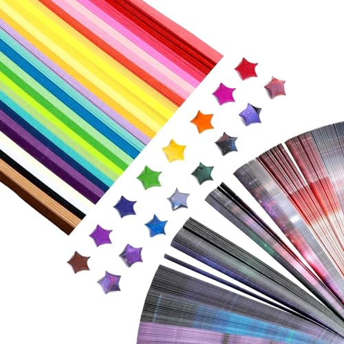 1080 Pezzi Colorata Origami Paper Stars Strisce, Colore Del Cielo Stellato Pieghevole, Fai da Te Origami Strisce, Lucky Stars per Bambini Amica Famiglia