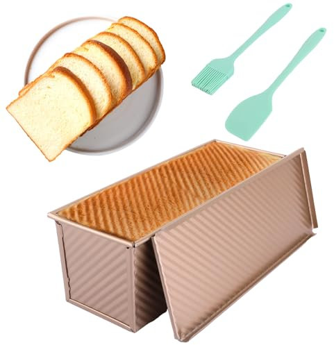 FWEEK Toastbrot Backform mit Deckel 1000g, Brot Toast Brotbackform, Teig Brotbackform mit Deckel Antihaft Brotform Pullman Laib Pfanne Brot Toastform für Brotback Toast Kuchen-Roségold