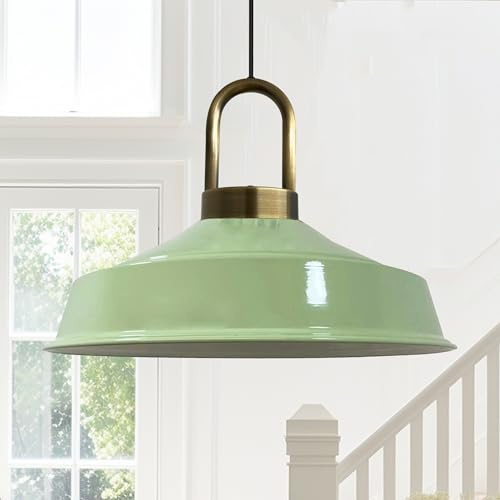 bamyum Asletl-Lock Hängelampe Industrial aus Metall Ø40 cm, Küchenlampe Vintage, Hängelampe Esstisch E27, Pendelleuchte Esstisch, Wohnzimmerlampe Hängend Vintage, Pendelleuchte Minzgrün