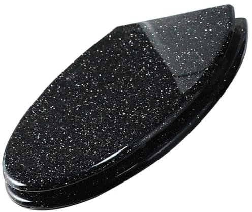 Giural Sparkly Resin Toilet Seat, Glitter Toilet Seat Slow Close Bathroom Toilet Lid, Thicken Toilet Seat Cover, with Top Fixing Hinge, Quick Release, Easy Installation And Cleaning,Black