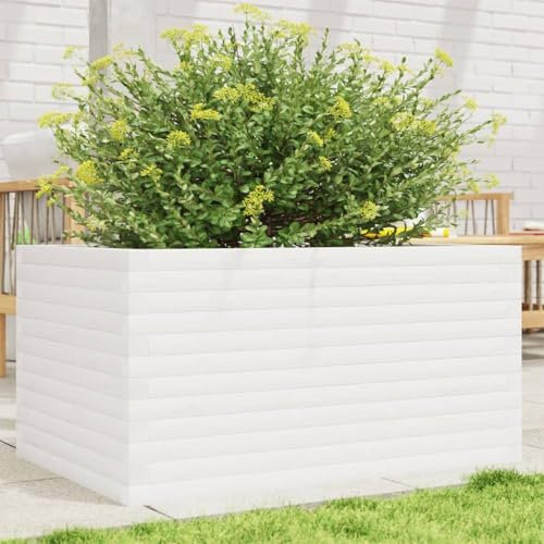 LAPOOH Pflanzkübel Weiß 90x60x46 cm Massivholz Kiefer, Blumentopf Gross, Blumenkasten Balkon, übertopf, Pflanzkasten, Flowerpot, Kräuterbeet Für Die Küche, Vertikalbeet - 3282455