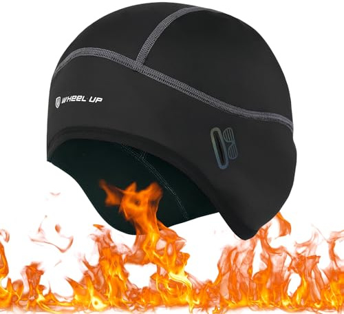 Berretto Invernale Ciclismo, Caldo Copricapo Antivento con Fori per Occhiali, Sottocasco Bici per Sci, Ciclismo (IT, Testo, Taglia unica, Nero)