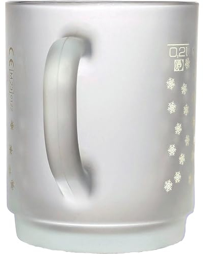 Glasveredlung Schmitz Glühweinbecher Glühweintasse 25 cl, satiniert gefrosted, 240 g, stapelbar, gehärtet, Füllstrich 0,2 l, Dekor Schneeflocken, 6 Stück