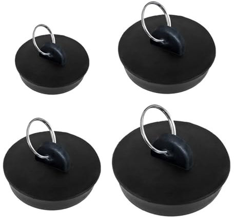 4 Pcs Sink Plug, Rubber Bath Plugs, Black Drain Stopper Sink for Bathtub, Bathroom, Kitchen (3 Size)