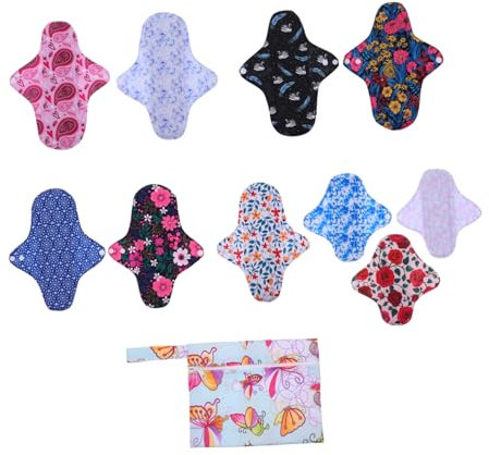 minkissy Waschbare Damenbinden Aus Bambusfaser 19x19cm Mit Aufbewahrungstasche Auslaufsicher Atmungsaktiv Wiederverwendbar Für Damenhygiene Menstruation