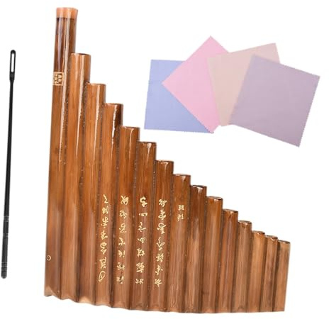 UPKOCH Bambus Panflöte mit 15 Röhren in Braun Praktisches Design und Einfach zu Spielen Kreative Reihenflöte für Anfänger und Pädagogisches Zufällige Farbe Zufälliger Stil