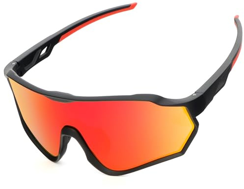 UVTQSSP Fahrradbrille Sportbrille Herren Damen, Laufbrille Polarisierte UV-Schutz TR90 Ultraleichter Rahmen Verstellbarer Nasensteg Vollrahmen-Sonnenbrille