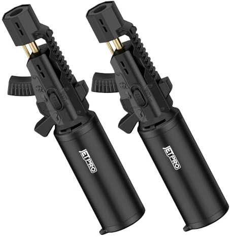JETPRO Torch Lighter One-Hand Operation Kitchen Cooking Torch with Adjustable Flame (Butane Gas Not Included)