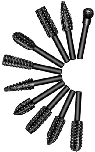 10 Stück Holzraspel Raspel Set 1/4 Schaft Holz Bohrer Fräser Set | Bohrmaschine Schaft Werkzeug für DIY-Holzbearbeitung Gravieren und Bohren
