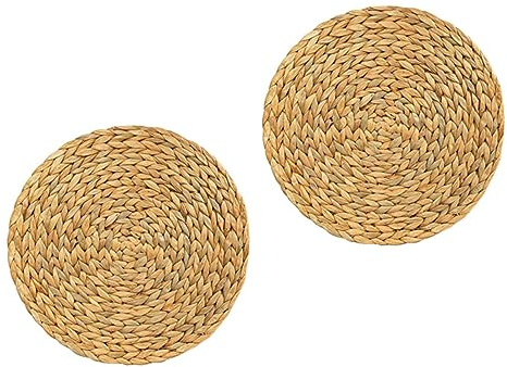 Tovagliette Intrecciate Rotonde 2 Pezzi in Gourd Grass | Lavorazione Fine, Superficie Liscia, Isolante Termica, Protegge Tavolo da Danni, per Piatti e Tazze