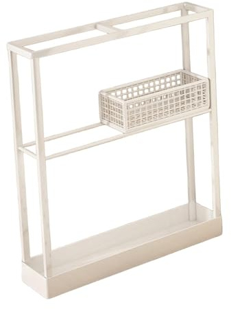 YWJLQH Portaombrelli Cesto Porta Ombrelli Rastrelliera Autoportante Supporto da Pavimento in Ferro Ventilato con Raccogligocce Adatto per Appartamenti E, Bianco