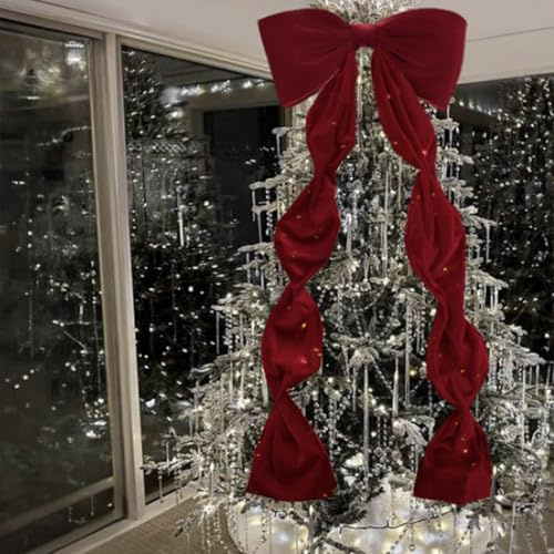Decoraciones navideñas, Lazos Gigantes para árbol de Navidad, Gran Lazo de Terciopelo Rojo para árbol, Manto de Pared de Ventana, decoración Interior del hogar