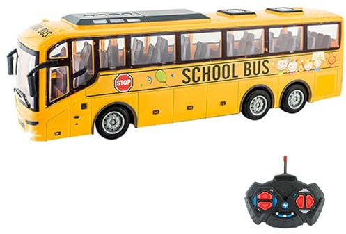 Hperu Autobus Giocattolo, Giocattolo per Autobus Elettrico Wireless 12, 4x3, 2x4, 5, simulatore turistico Realistico in Scala 1:30, Telecomando Divertente, Creativo per Ragazze, Giallo